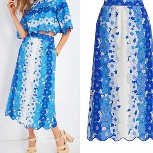 Flower Stripes Midi Skirt